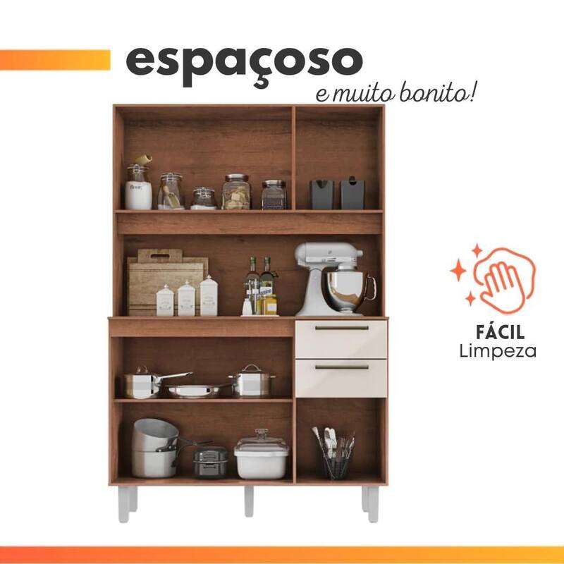 Armário de Cozinha Completa Compacta 6 Portas 2 Gavetas 1,20m Pop